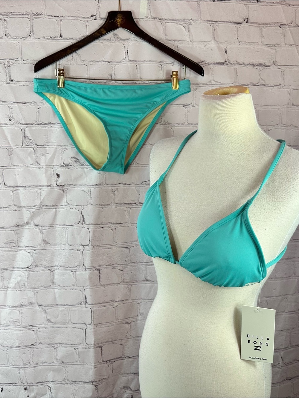 NWT Billabong beach babe Triangle Bikini Set tidal blue Women XL resort surfer
